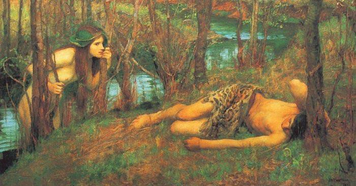 John William Waterhouse A Naiad or Hylas with a Nymph oil painting picture